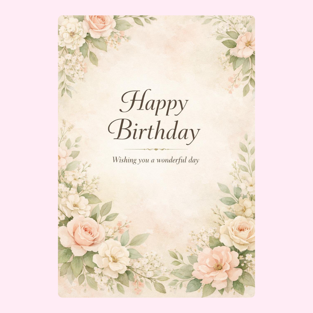 soft floral birthday cake card by post UK letterbox birthday gift edible greeting card with flowers