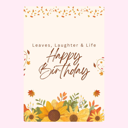 Sunflower autumn birthday design.