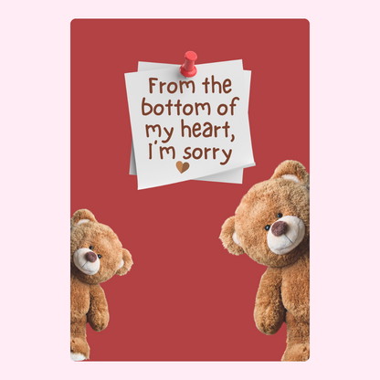 Teddy bears with sorry message.