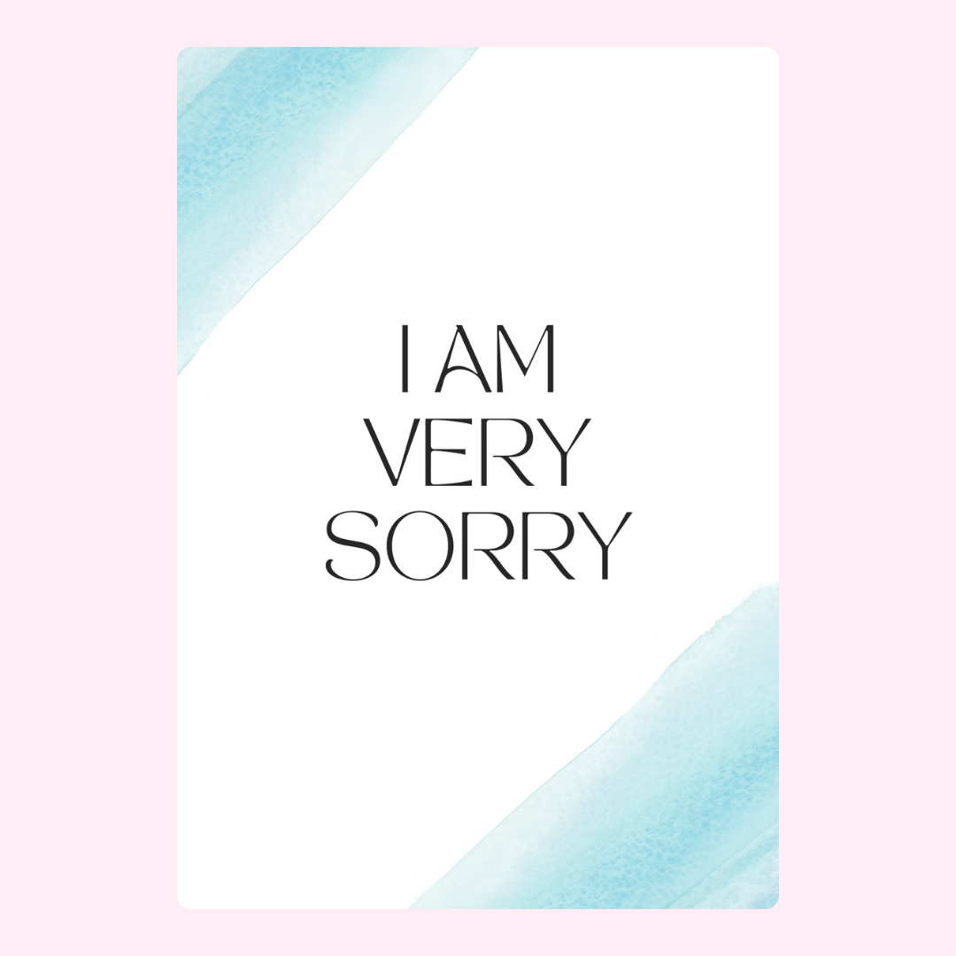 Text 'I am very sorry' with a minimal design