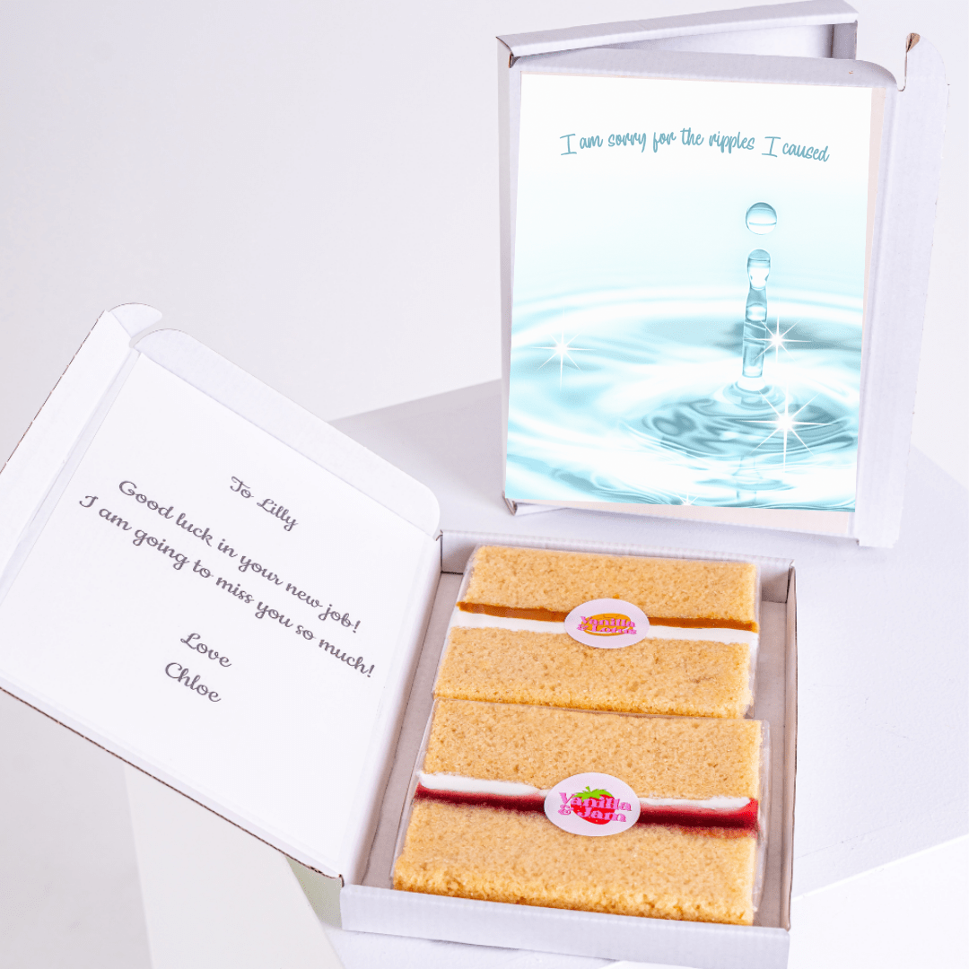 Treat box with slices and apology message