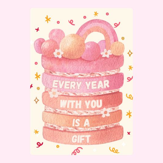 Birthday card design with Every year with you is a gift