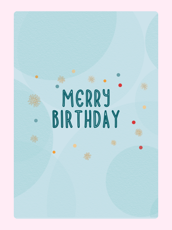 Merry Birthday Blue Cake Card