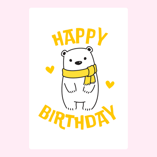 Birthday bear design with yellow scarf