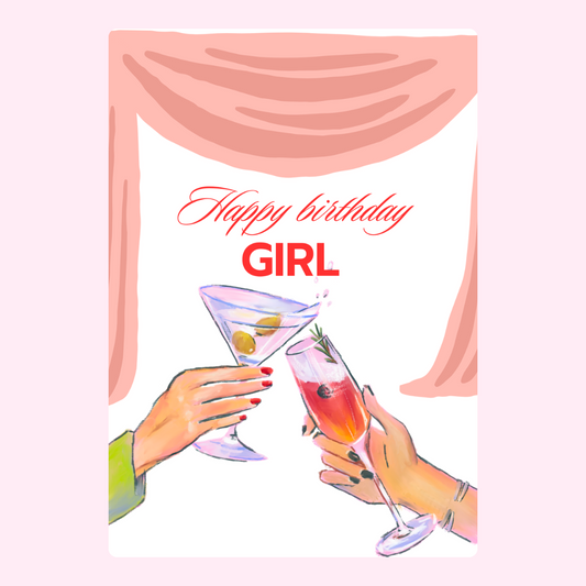 Birthday girl cheers design with cocktails