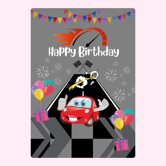 Happy Birthday racing car card