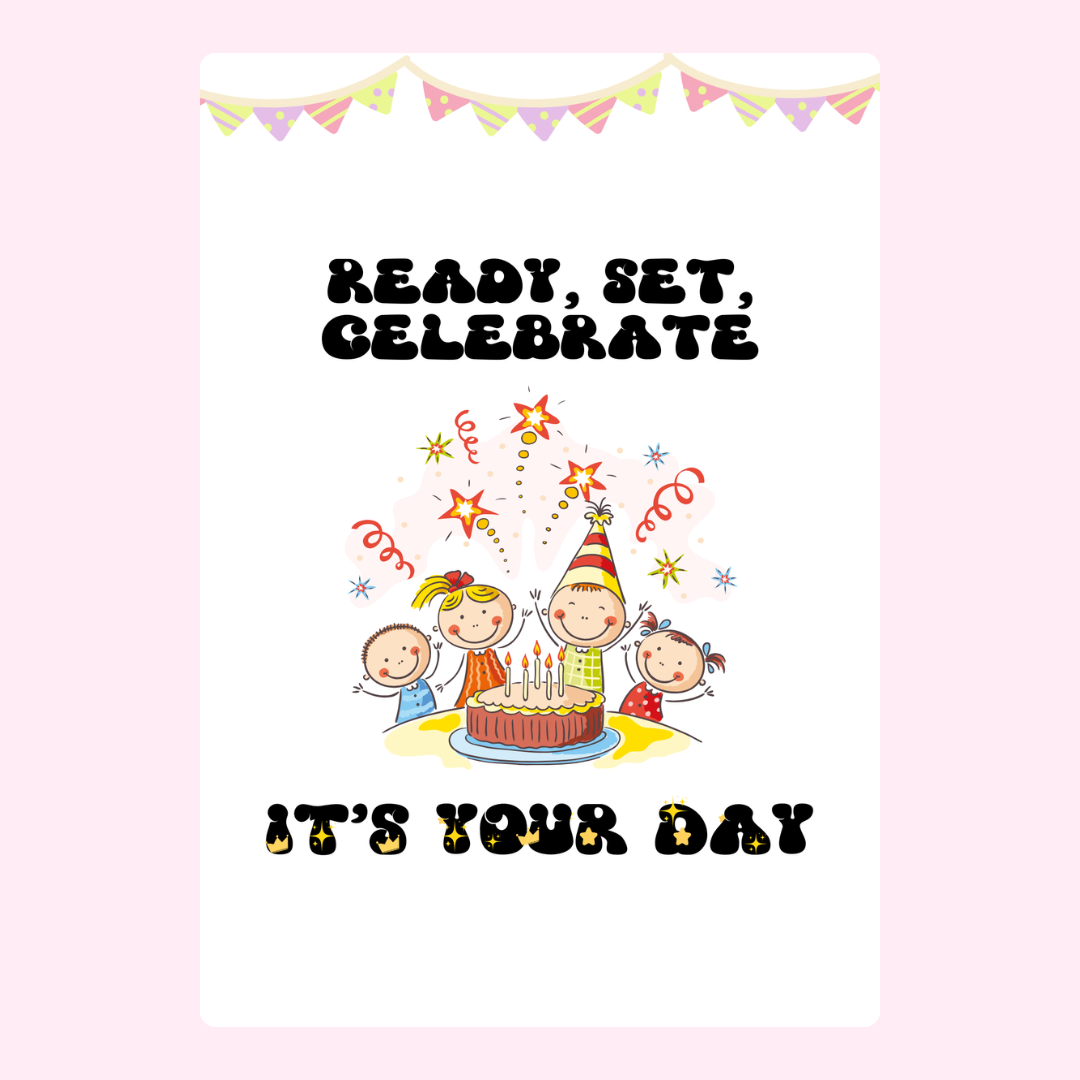 Birthday celebration design featuring happy kids.