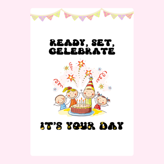 Birthday celebration design featuring happy kids.