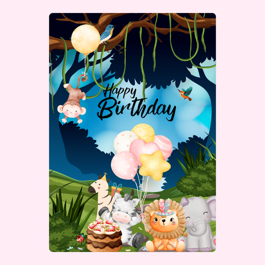 Happy Birthday jungle-themed card