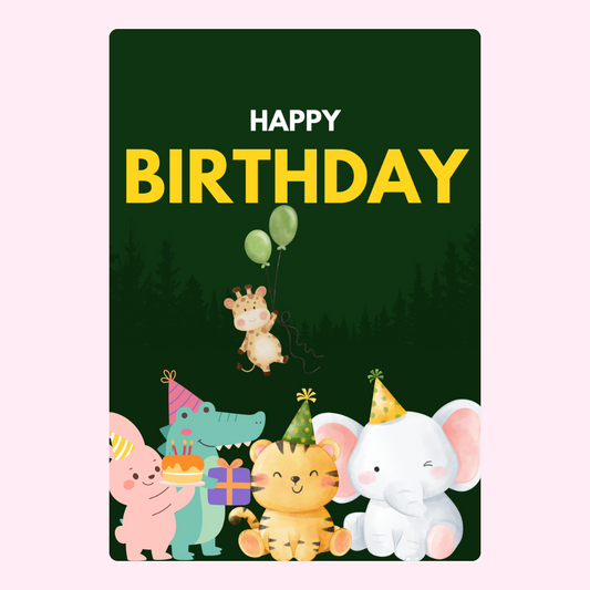 Happy Birthday card with animals, design from Nov 23, 2024.