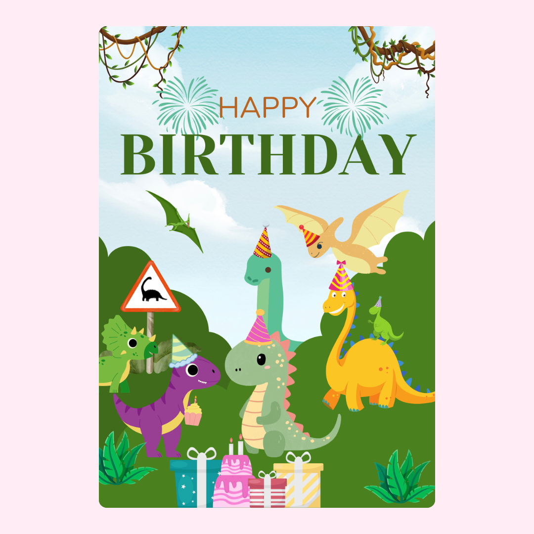 Dinosaur Happy Birthday card, November 23, 2024