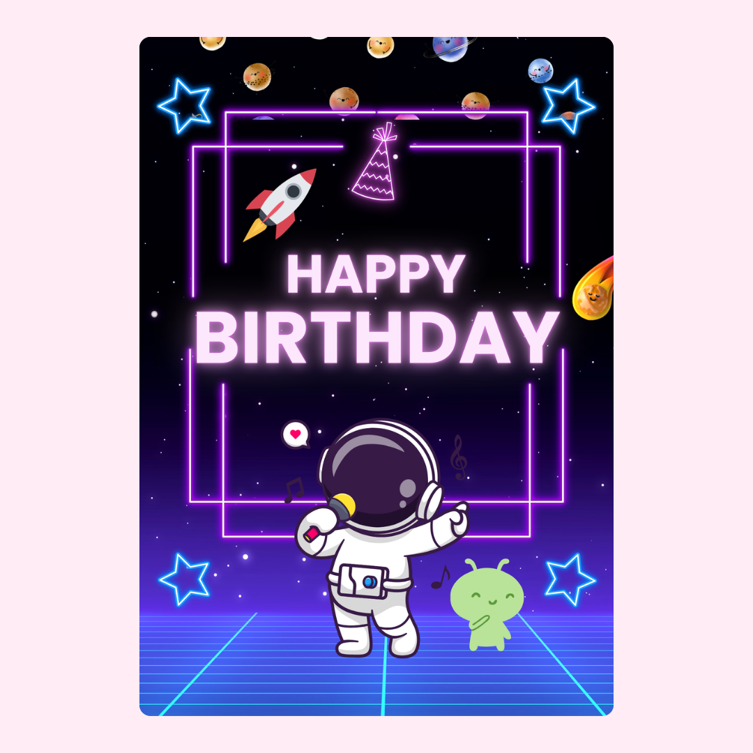 Happy Birthday space-themed design, November 23, 2024