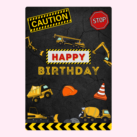 Happy Birthday construction themed design
