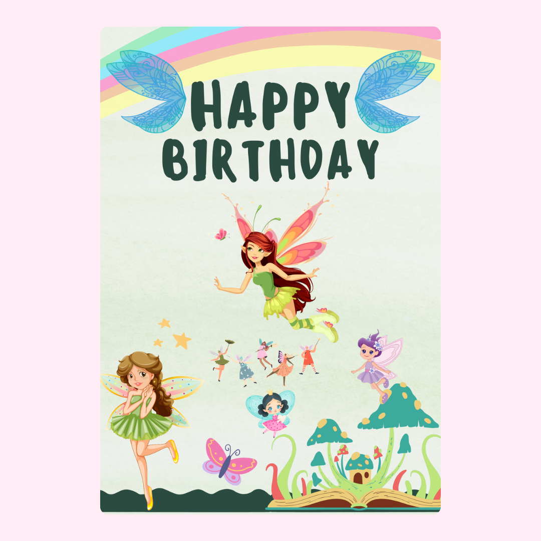 Happy birthday fairy card design