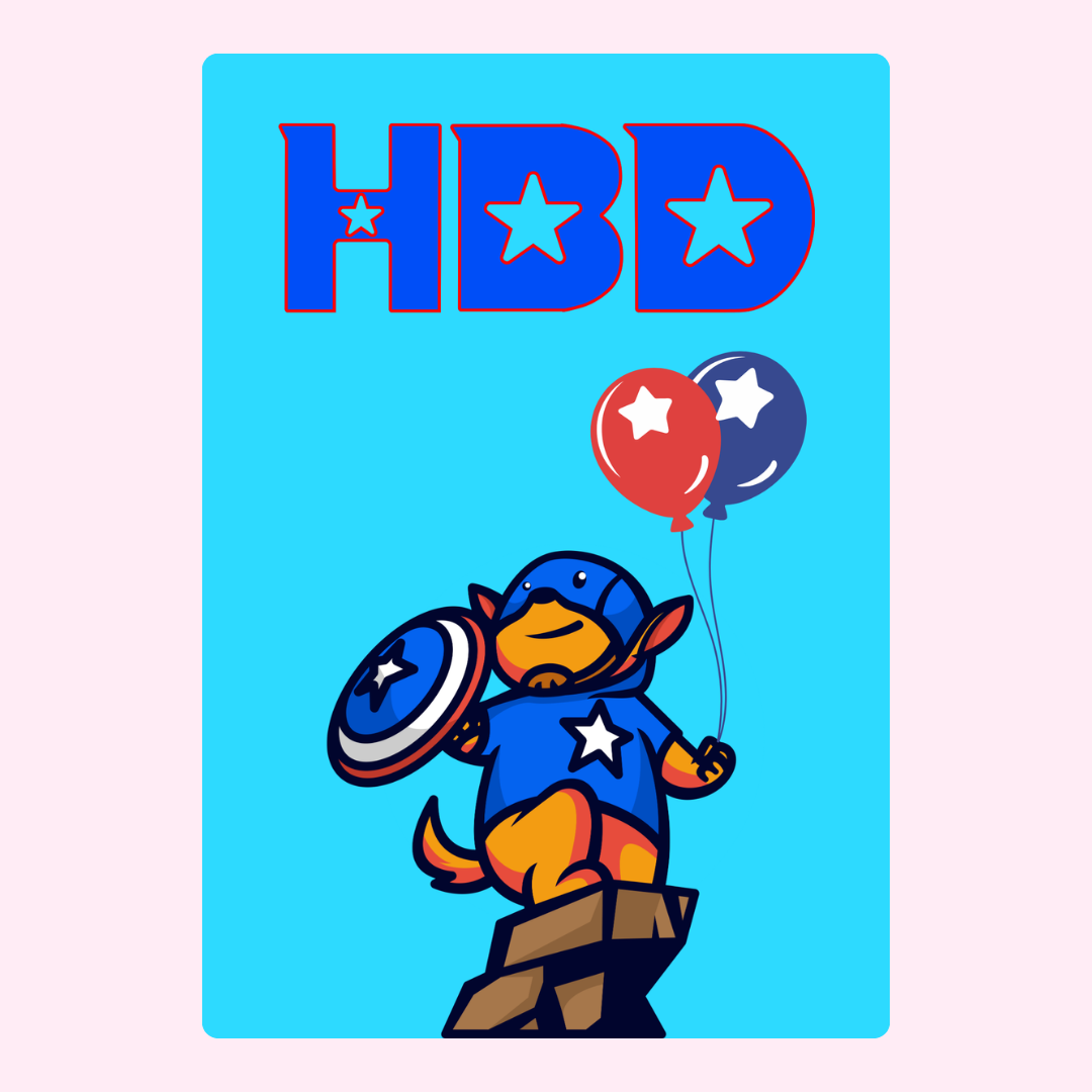 Superhero dog HBD graphic, November 23 design.