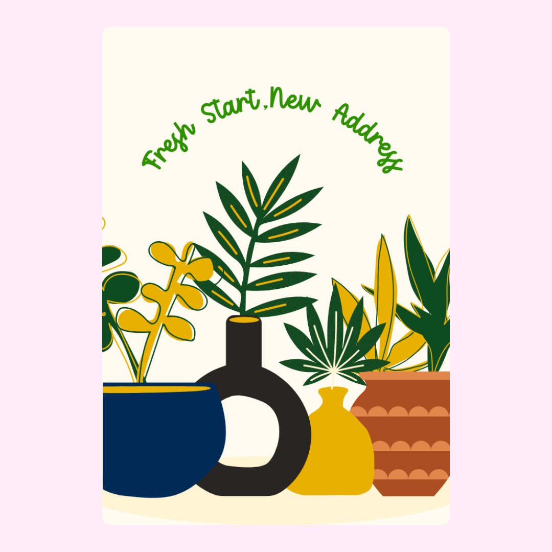 Fresh start new address design with plants