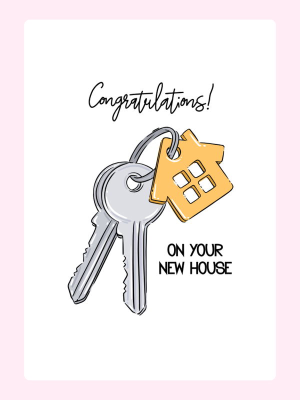 Congratulations card with house keys - new home design