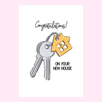Congratulations card with house keys - new home design