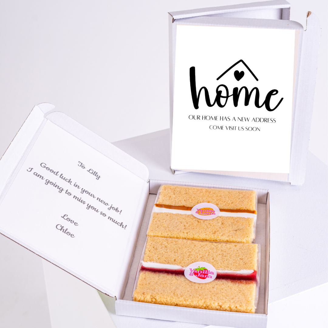Farewell gift for Lilly with home card and cake.