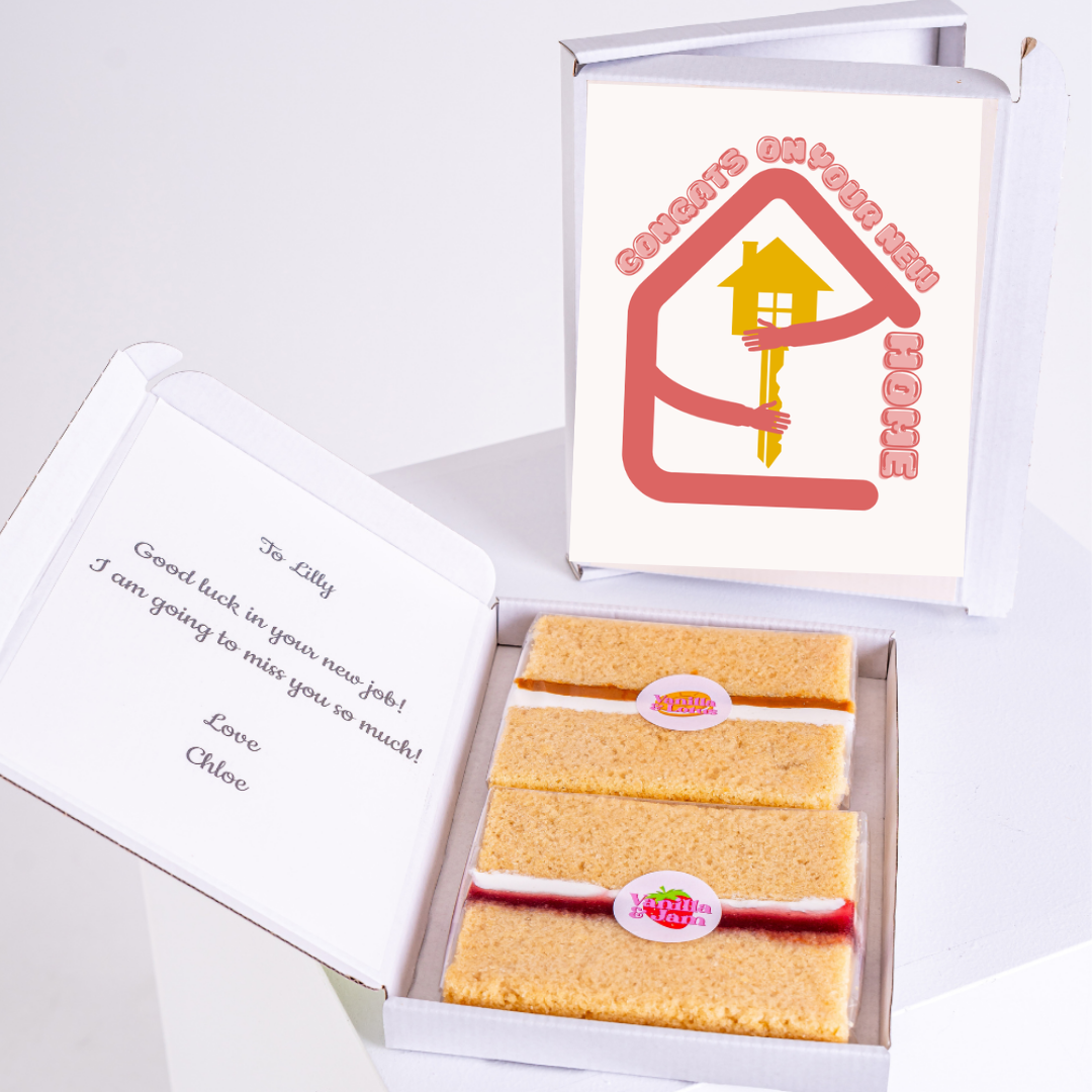 Cake and Congrats on Your New Home gift box for Lilly.