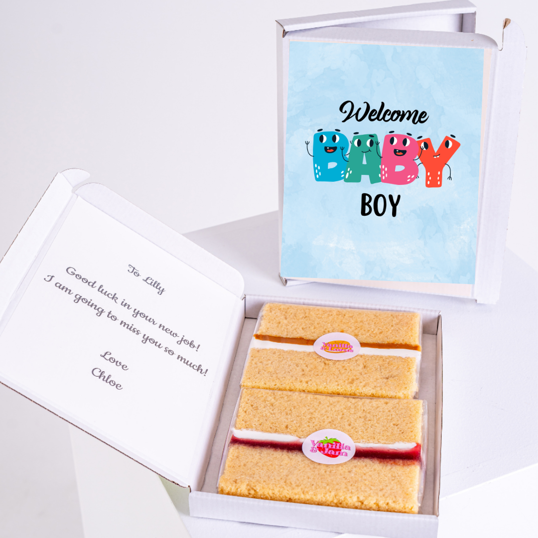 Welcome baby boy cake and card gift
