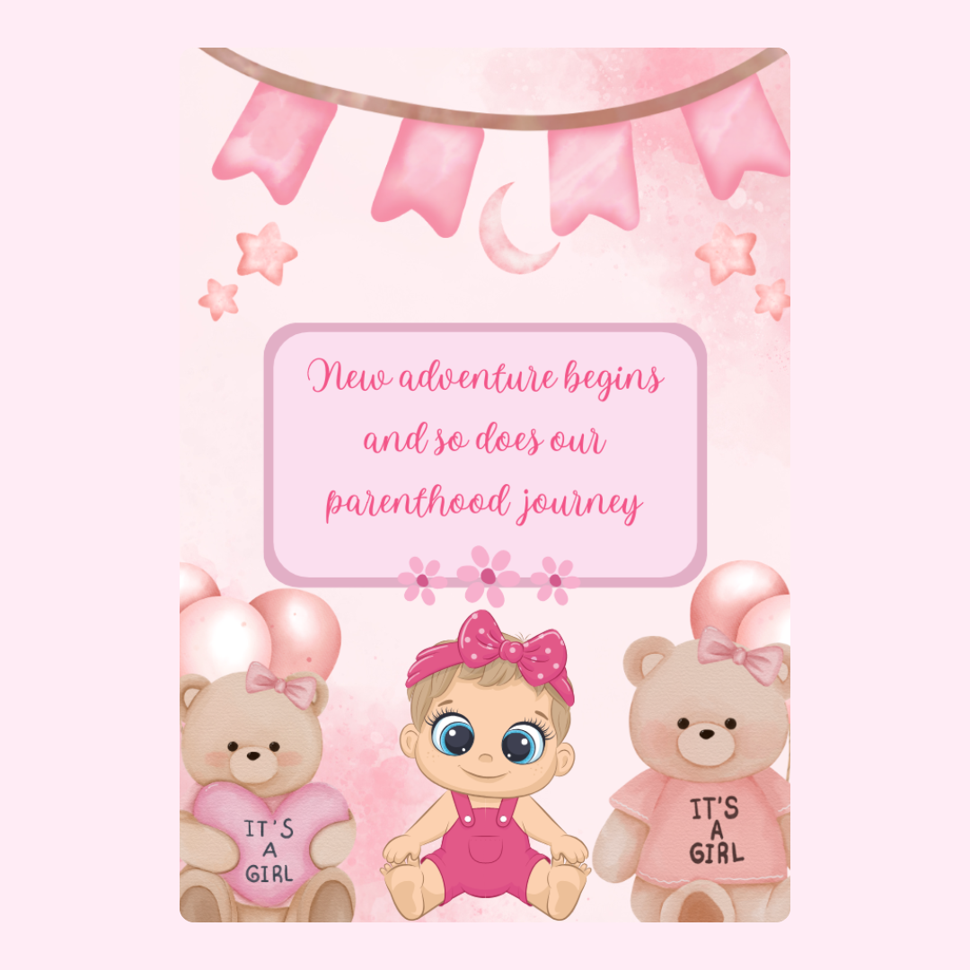 It's a girl baby shower announcement, New adventure begins