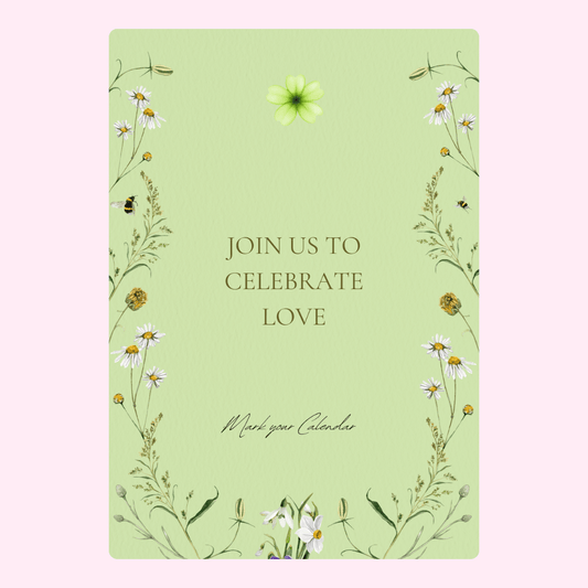 Invitation to celebrate love with floral design