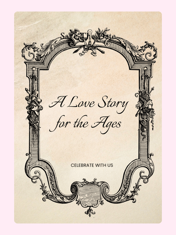 Vintage A Love Story for the Ages invitation design