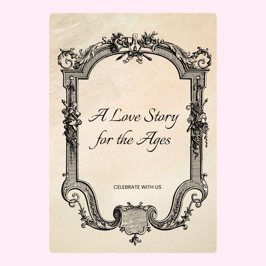 Vintage A Love Story for the Ages invitation design