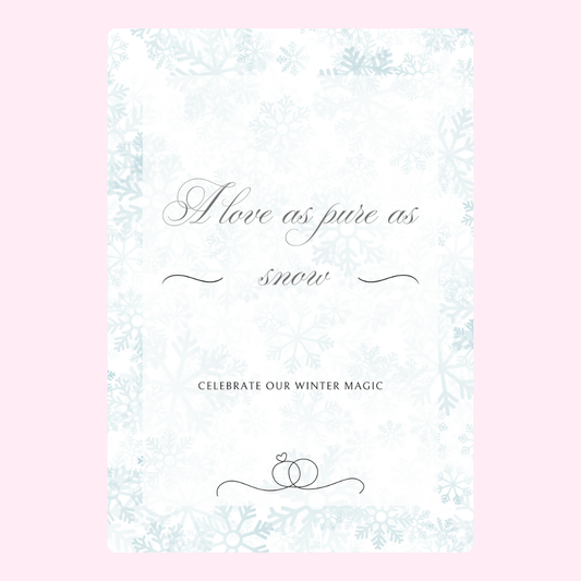Winter wedding invitation design with snowflakes.