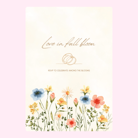 Wedding invitation with floral design, Love in full bloom