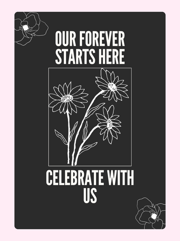 Our Forever Starts Here with daisies.