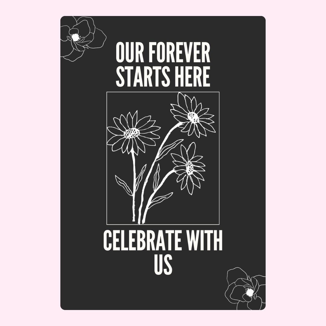 Our Forever Starts Here with daisies.