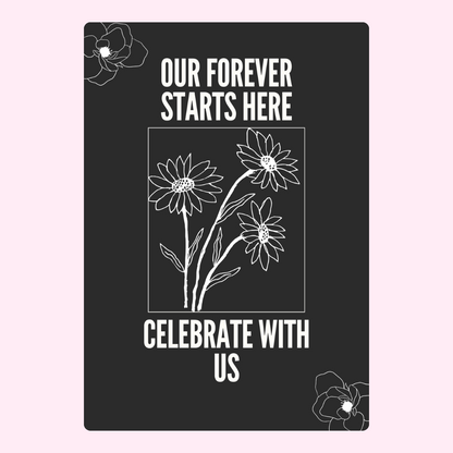 Our Forever Starts Here with daisies.