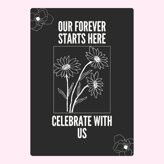Our Forever Starts Here with daisies.