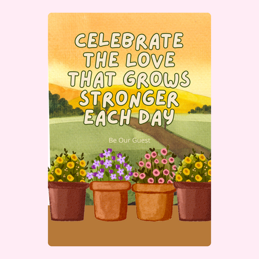 Celebrate Love Grows Stronger Each Day card, design from 2024.