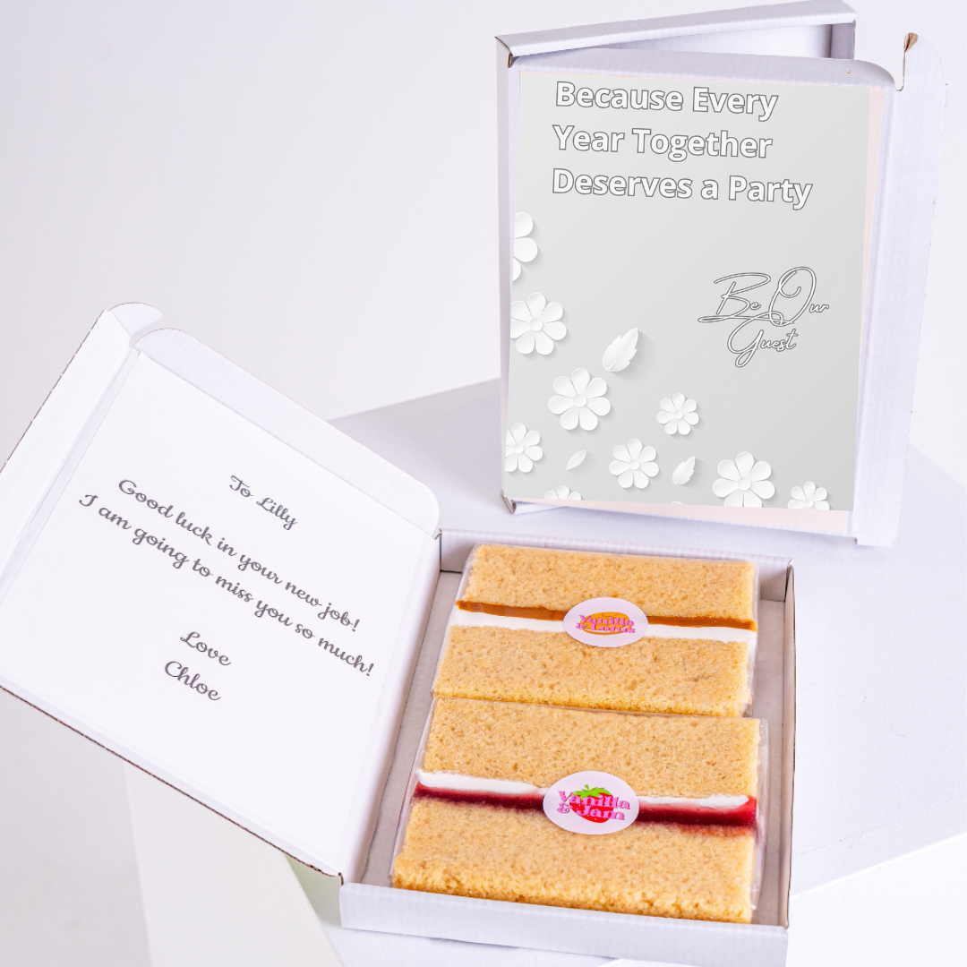 Cake gift box for Lilly's new job, with Because Every Year Together Deserves a...