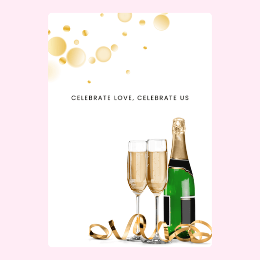 Wedding celebration design with champagne and confetti