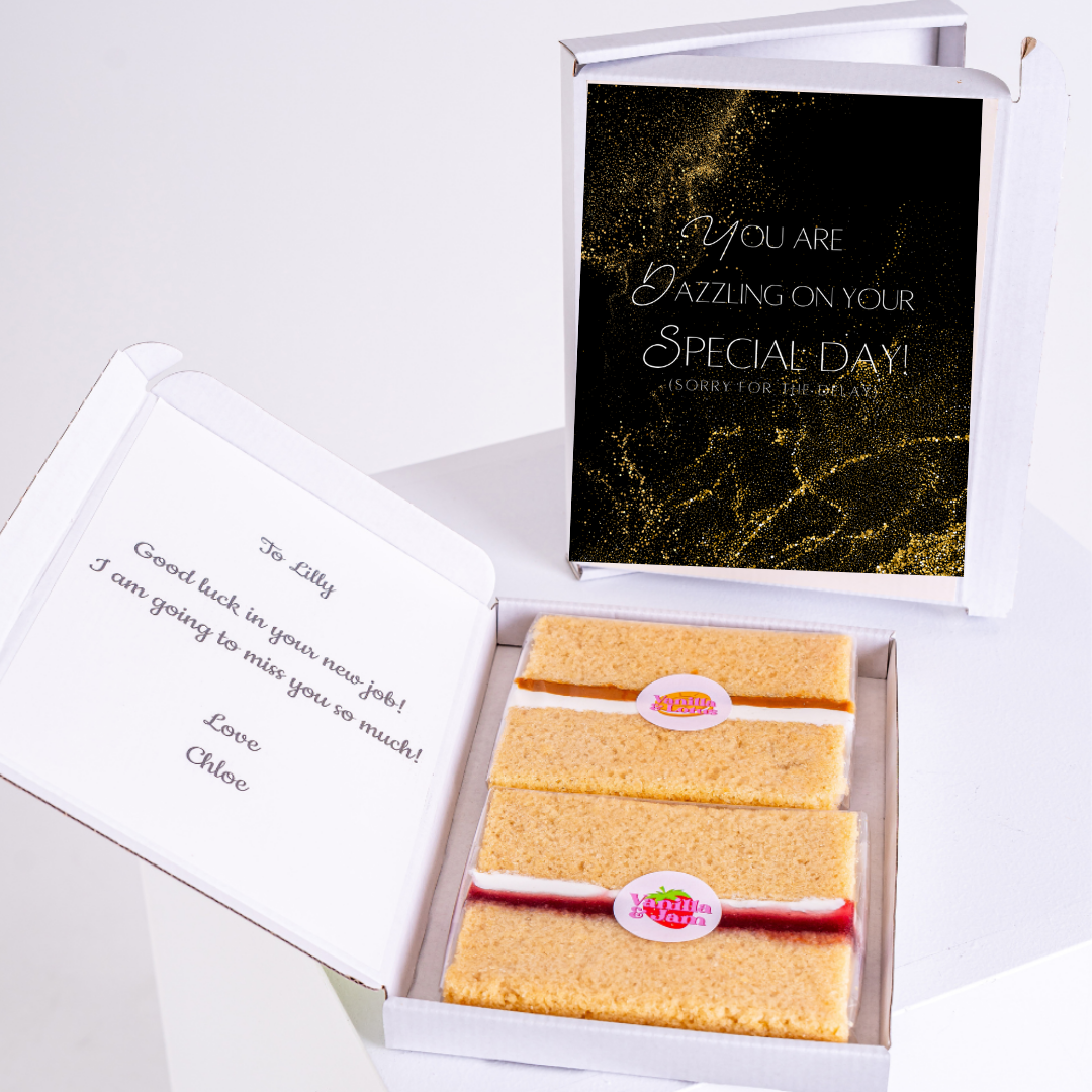 Cake gift box with Dazzling on your special day message, for Lilly
