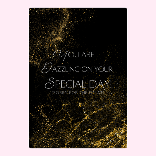 Special day design, glittering gold and black card (2024)