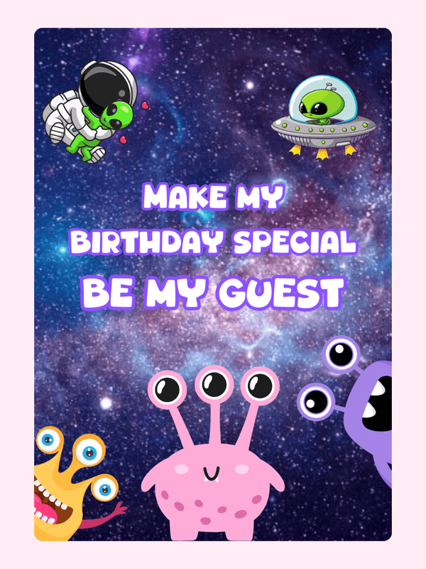 Alien birthday invitation