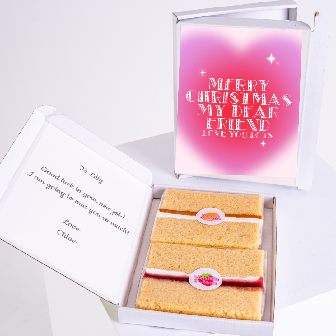 Christmas cake gift box for Lilly, with a card and message.