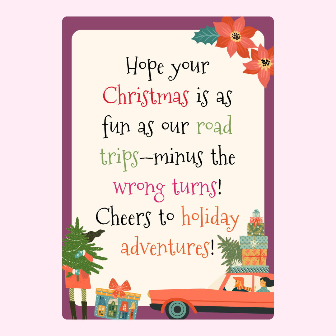 Christmas card with holiday adventure wishes.