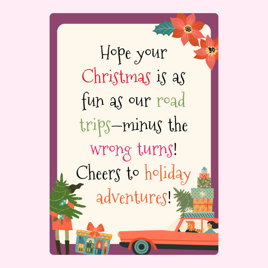Christmas card with holiday adventure wishes.