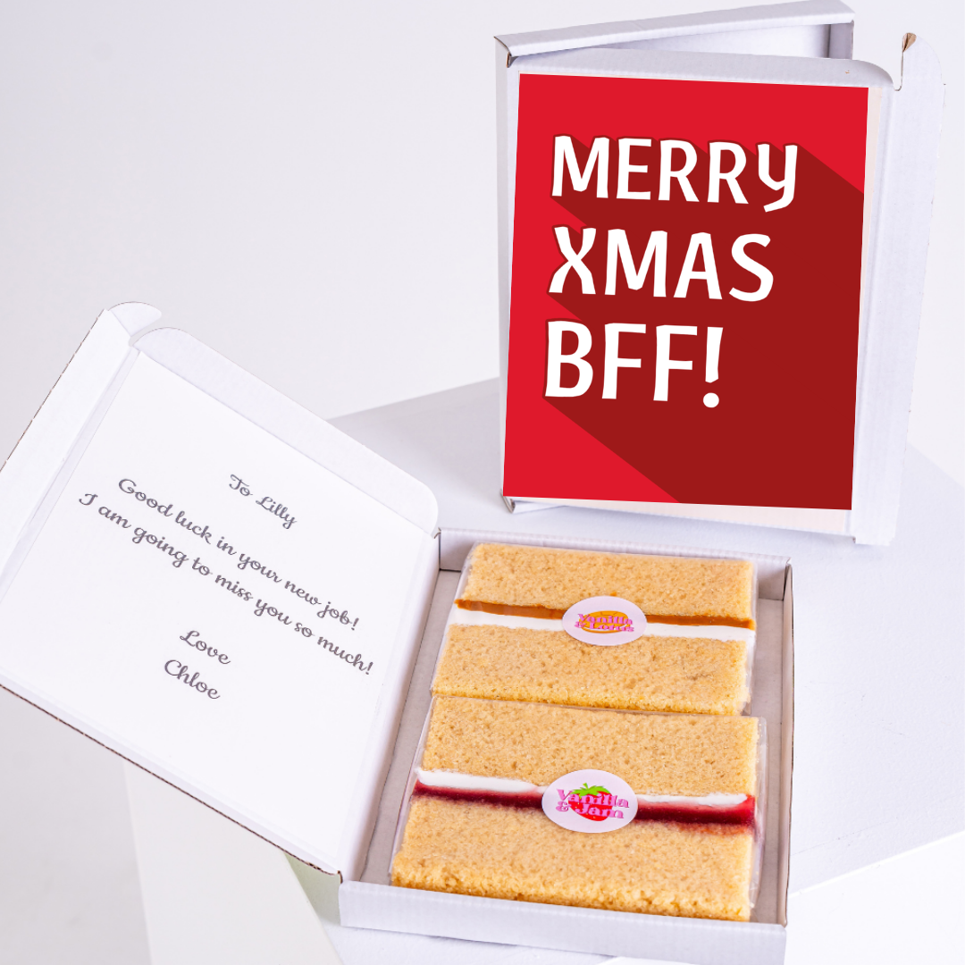 Christmas cake gift box for BFF with Merry Xmas message