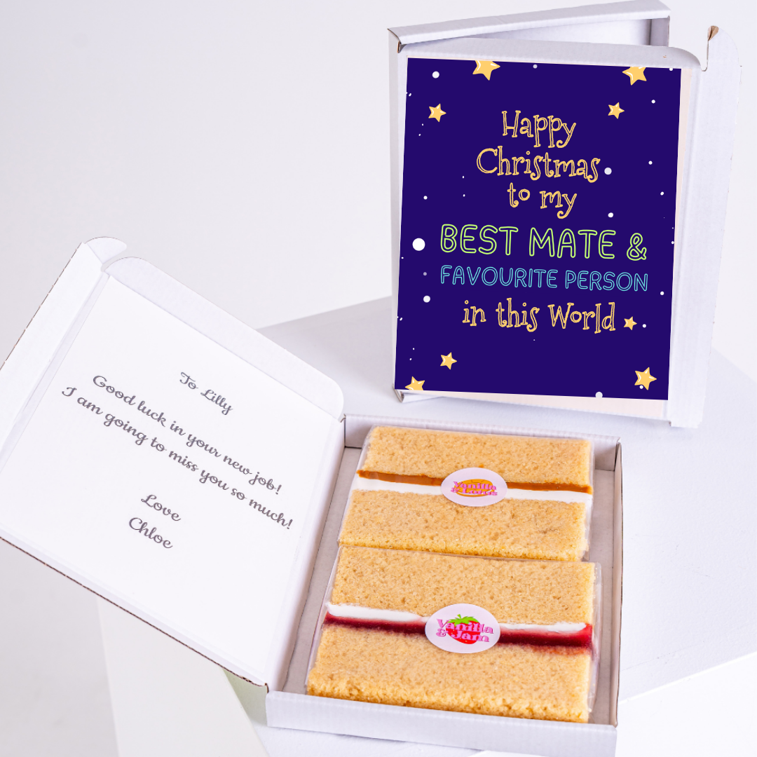 Christmas gift box for best mate with cake and card