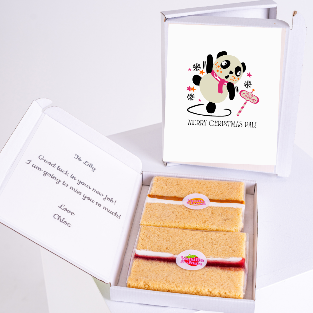 Christmas panda card & cake gift for Lilly, farewell.