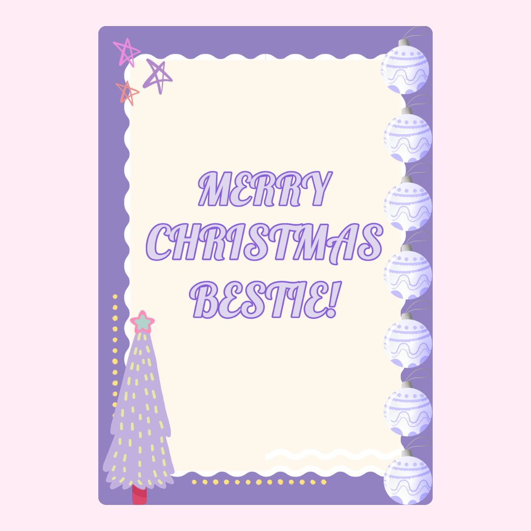 Christmas card design Merry Christmas Bestie!