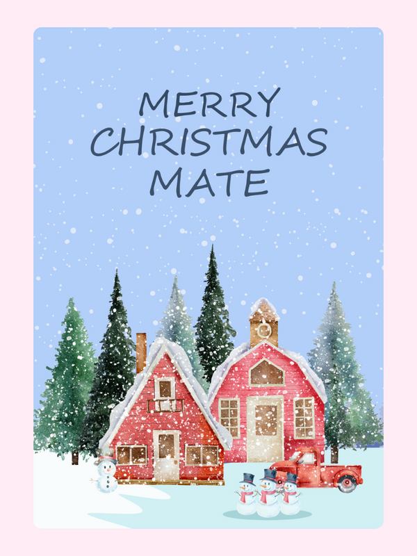 Christmas card design with Merry Christmas Mate