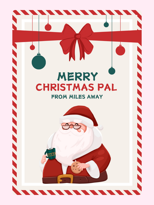 Christmas card with Santa and message, Dec 6, 2024 design